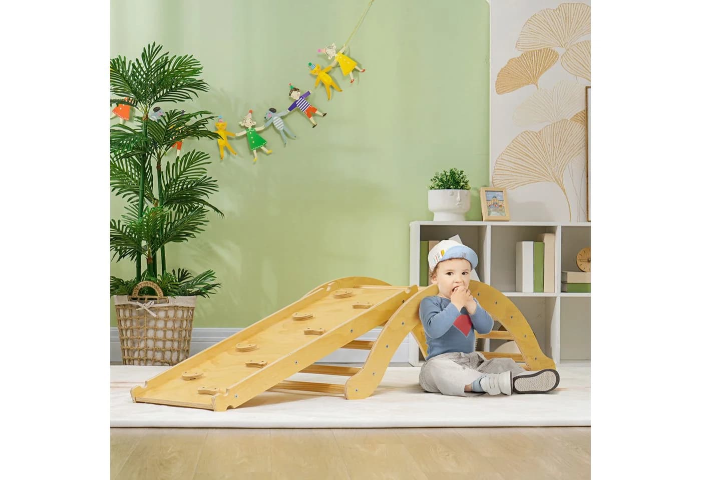 AIYAPLAY Klettergerüst 4-in-1 Set mit Rutsche und Schaukel aus Holz - Bild 2