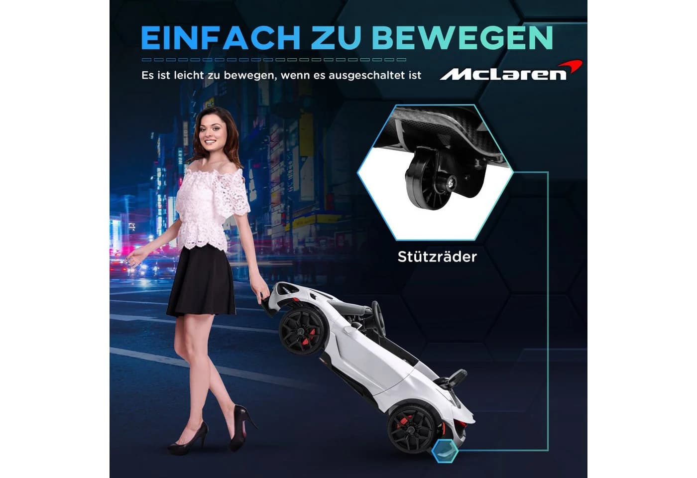AIYAPLAY Elektro-Kinderauto 12 V Weiß mit Fernbedienung LED - Bild 5