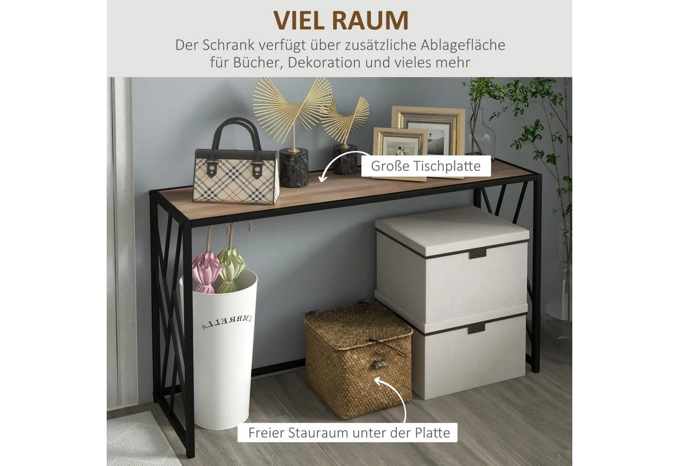 HOMCOM Konsolentisch Industriell Braun Stahlbeine - Bild 4