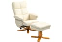 HOMCOM Relaxsessel mit Hocker und Stauraum, Cremeweiß, Kunstleder Bild 1