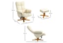 HOMCOM Relaxsessel mit Hocker und Stauraum, Cremeweiß, Kunstleder Bild 3