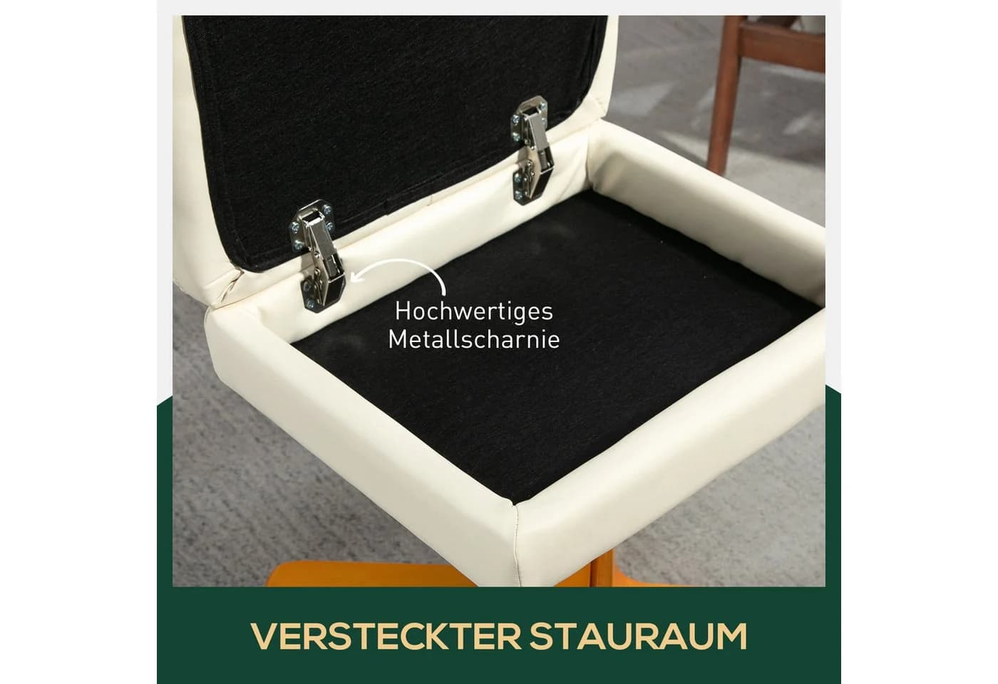 HOMCOM Relaxsessel mit Hocker und Stauraum, Cremeweiß, Kunstleder - Bild 5