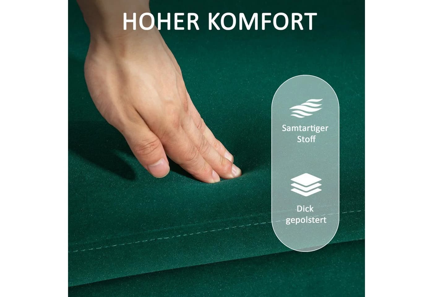HOMCOM Sitzbank mit Stauraum Grün Samt Metall - Bild 5