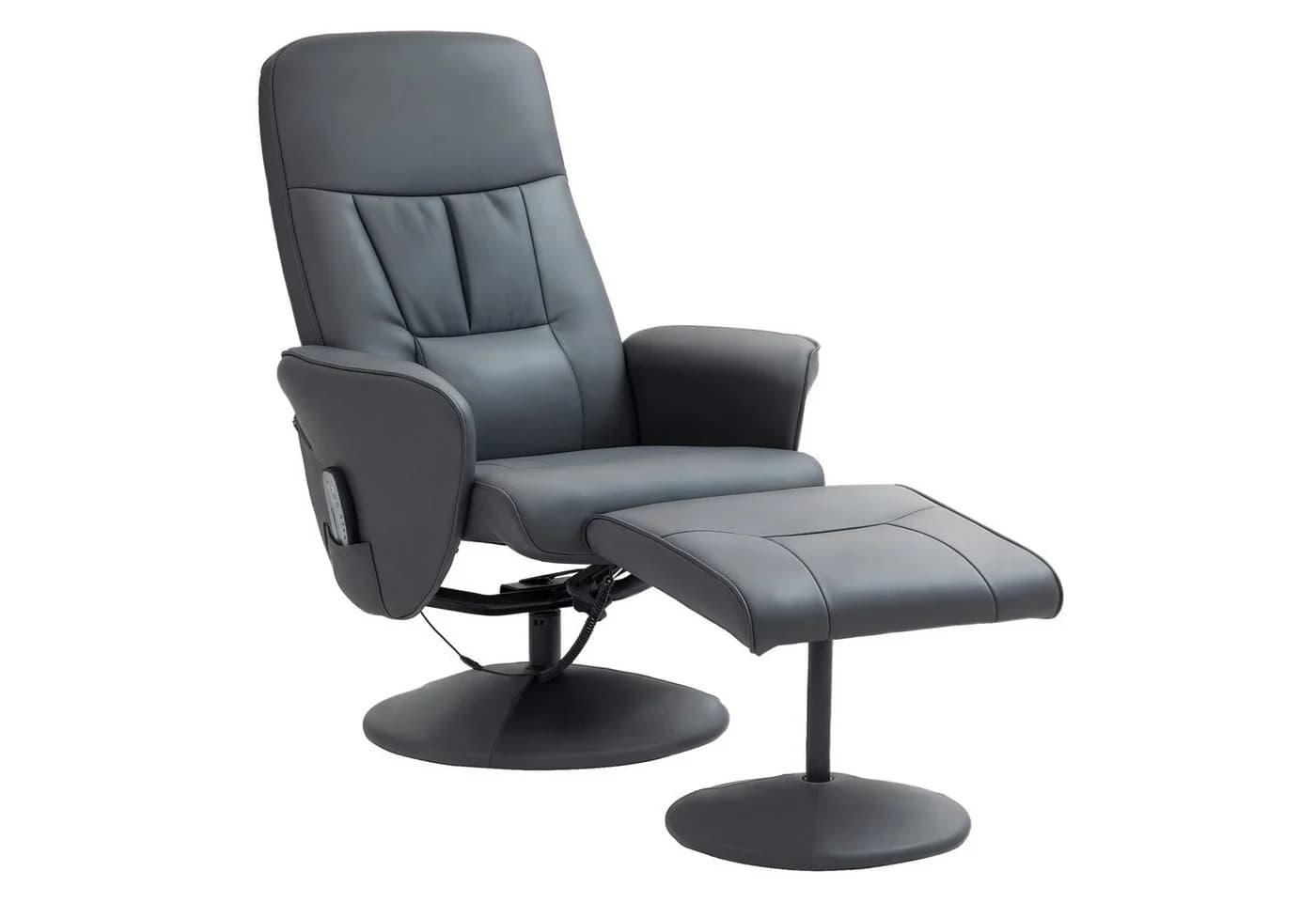 HOMCOM Massagesessel mit Fußhocker, Grau, Liegefunktion & Massage