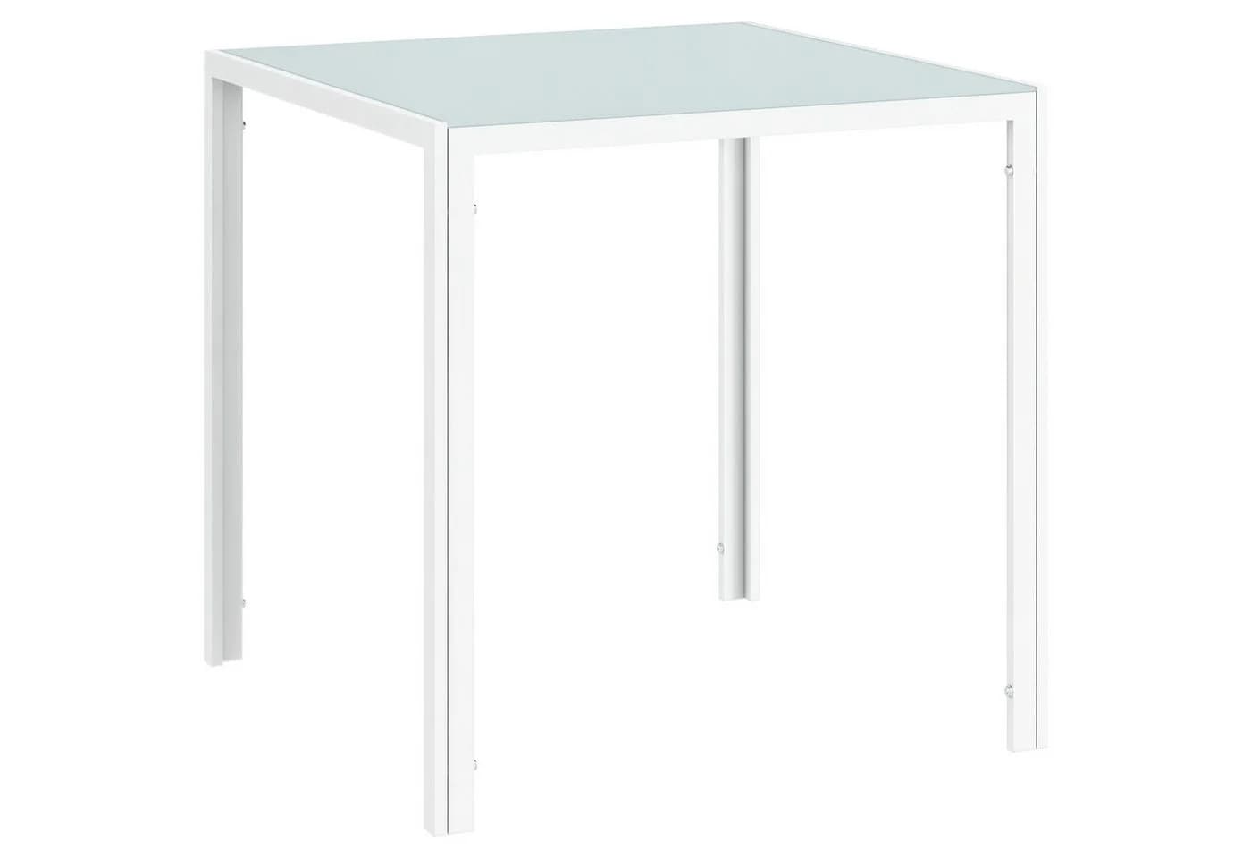 HOMCOM Esstisch Weiß Hartglas Quadratisch