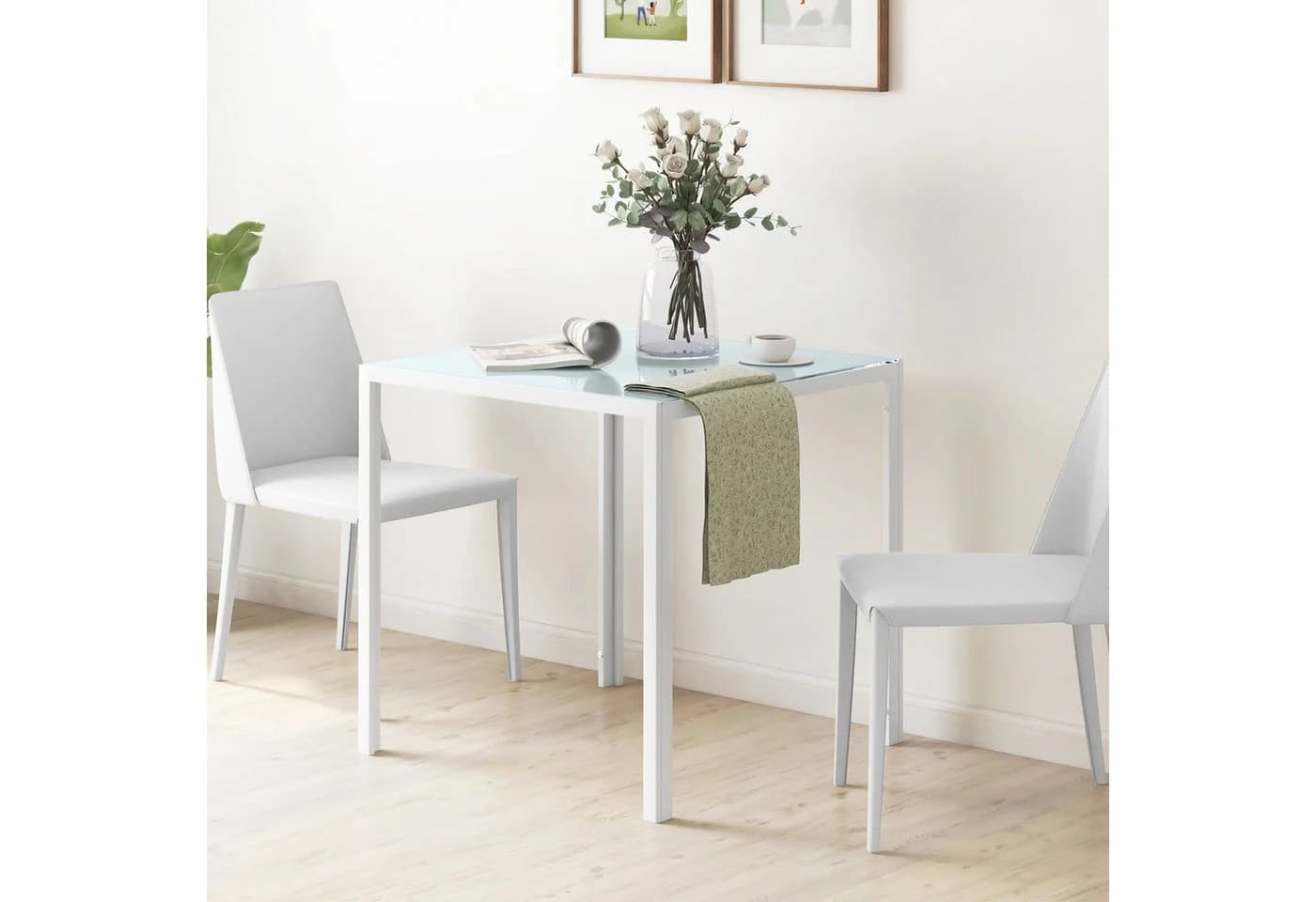 HOMCOM Esstisch Weiß Hartglas Quadratisch - Bild 2