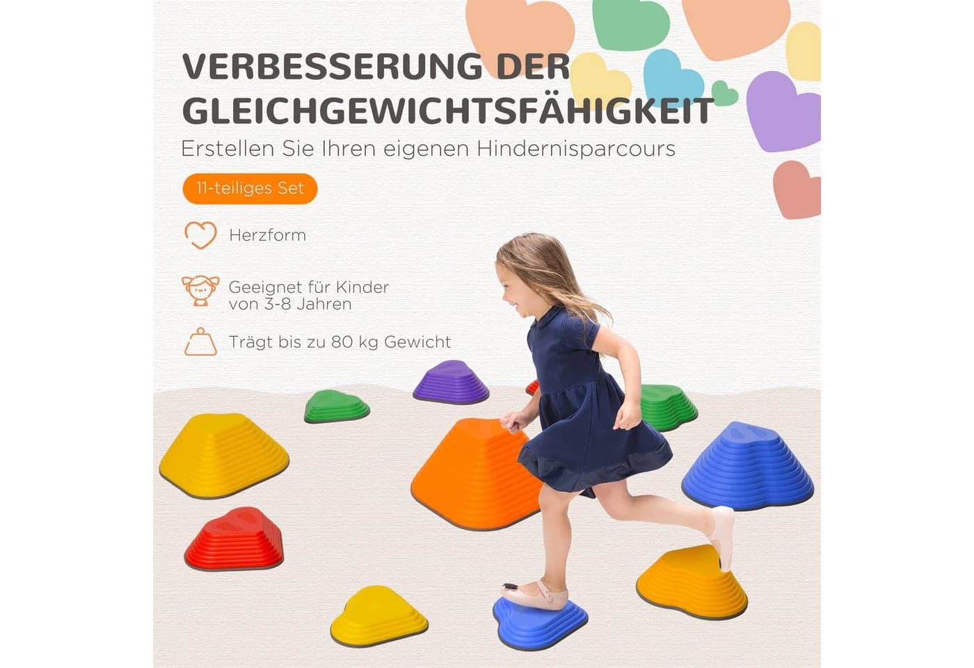 AIYAPLAY Stapelspielzeug 11-tlg. Balanciersteine in Herzform Bunt - Bild 4