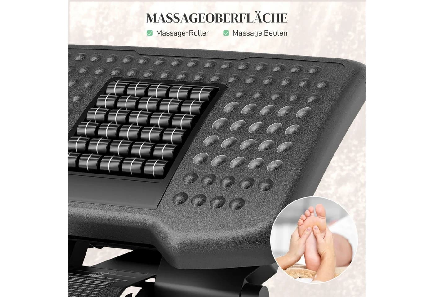 HOMCOM Fußhocker Höhenverstellbar Schwarz Ergonomische Fußablage - Bild 4