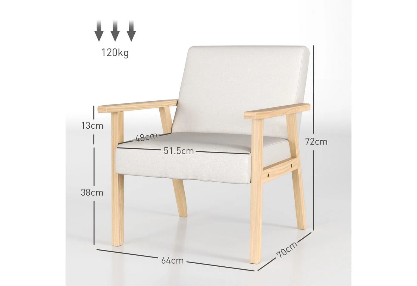 HOMCOM Relaxsessel Grau Leinenoptik mit Armlehnen - Bild 3