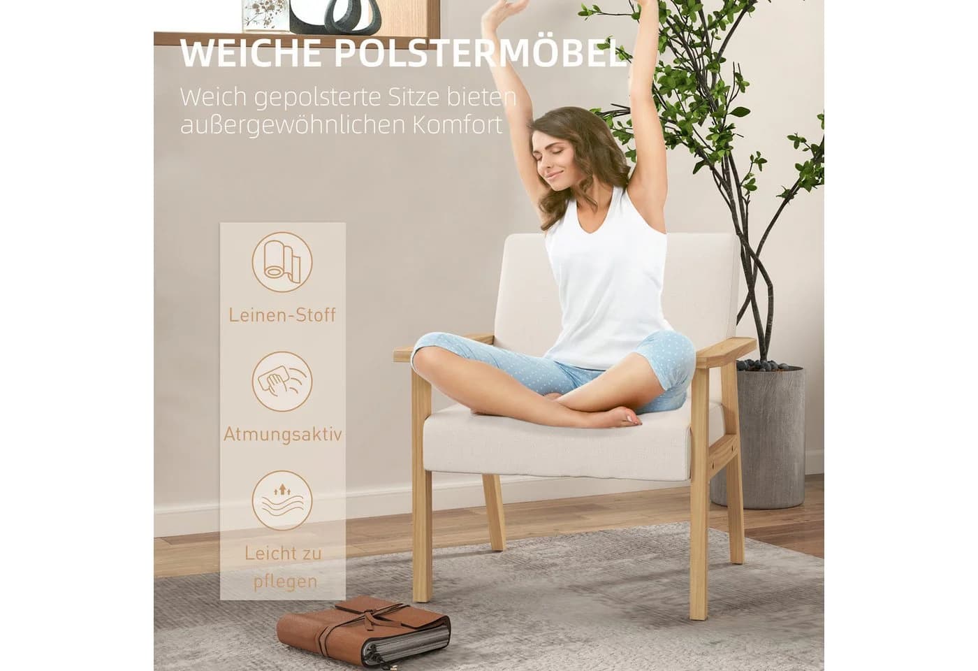 HOMCOM Relaxsessel Grau Leinenoptik mit Armlehnen - Bild 5
