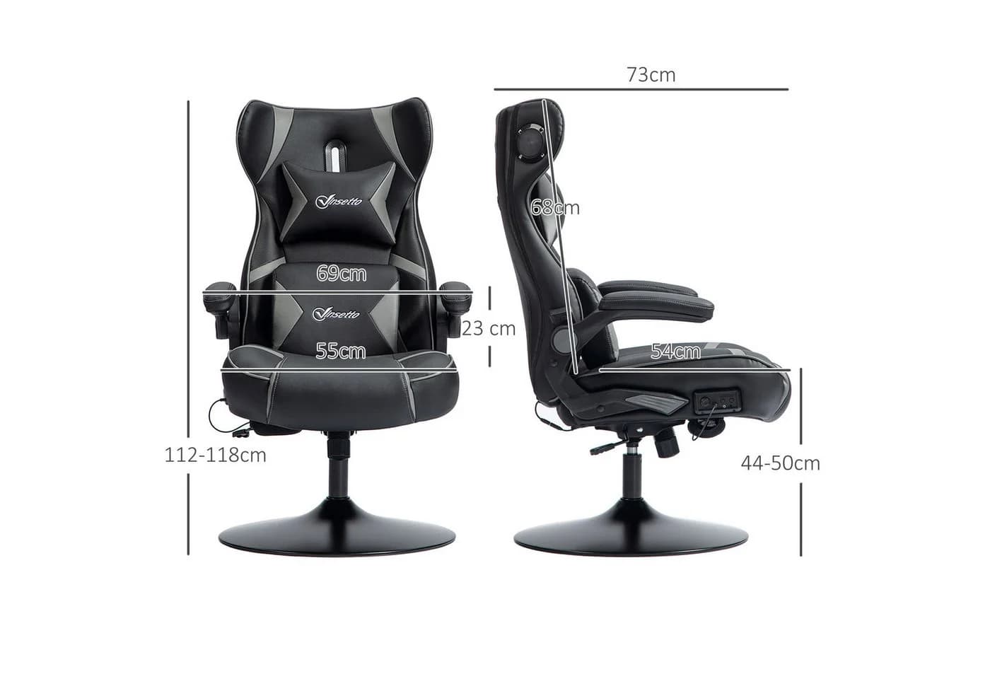 Vinsetto Gamingstuhl mit Bluetooth-Lautsprechern Grau/Schwarz - Bild 3
