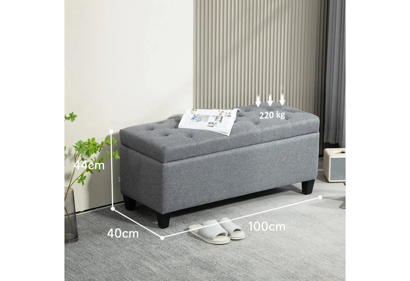 HOMCOM Sitzbank mit Stauraum 100x40x44 cm - Bild 3