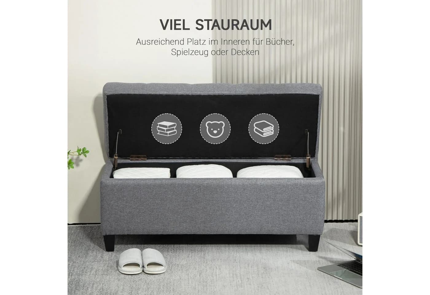 HOMCOM Sitzbank mit Stauraum 100x40x44 cm - Bild 4