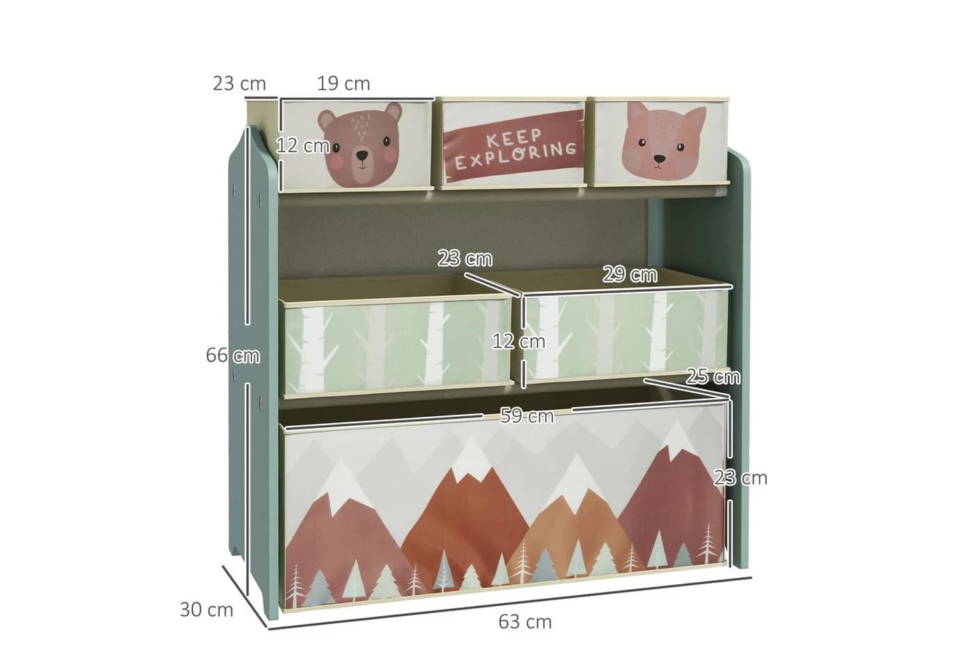 ZONEKIZ Kinderregal Bücherregal Grün 6 Fächer - Bild 3