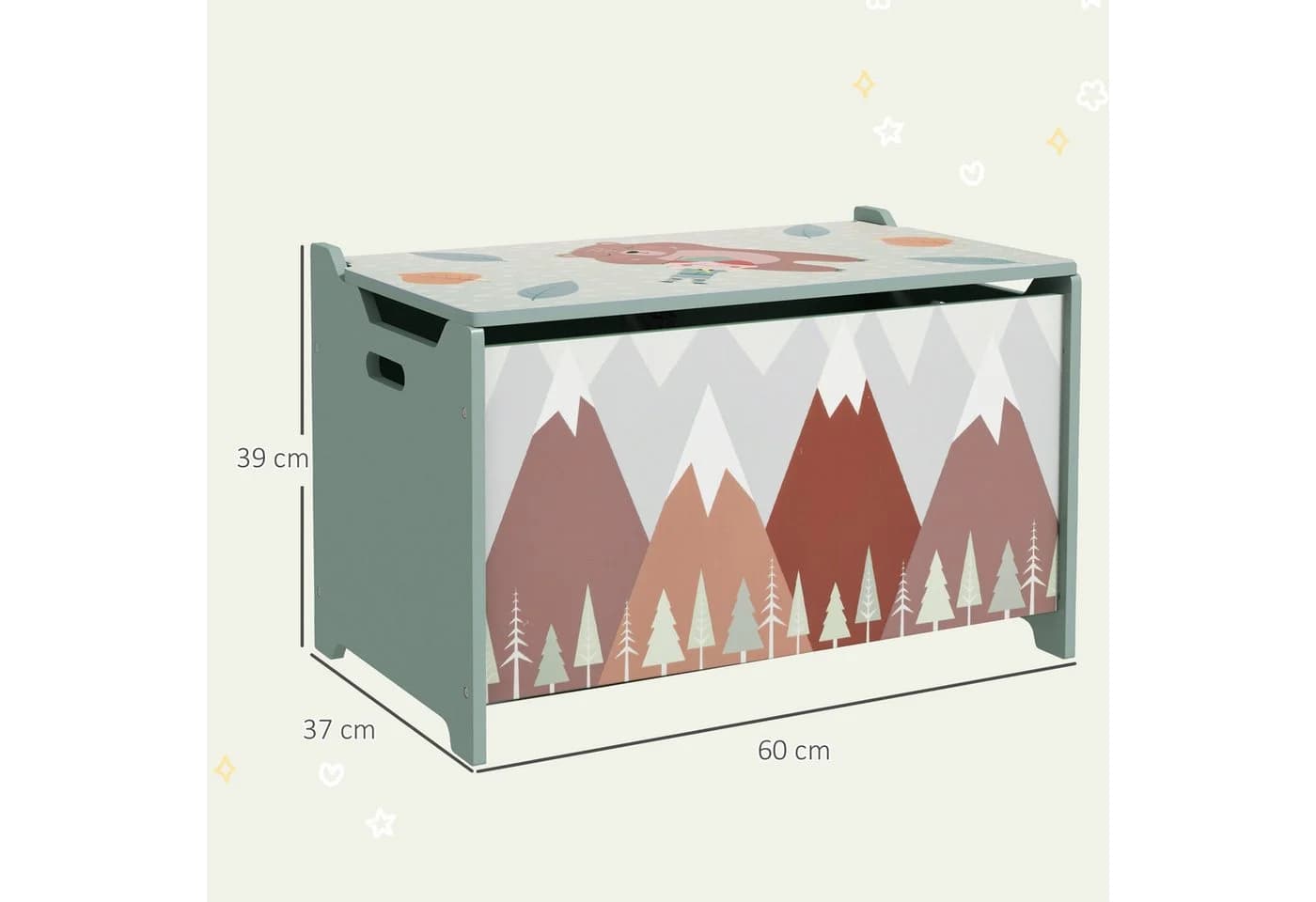 ZONEKIZ Spielzeugkiste mit Deckel Tierdesign Grün Aufbewahrungsbox - Bild 3