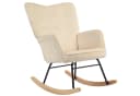 HOMCOM Schaukelstuhl Sessel Beige Buchenholz Polsterstuhl Bild 1