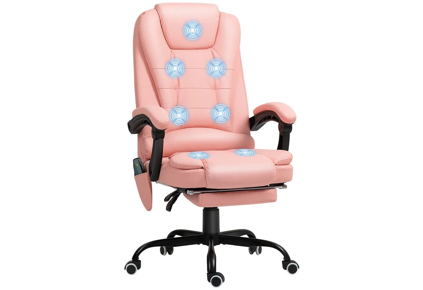 Vinsetto Massage-Bürostuhl Rosa mit Liegefunktion und Fernbedienung