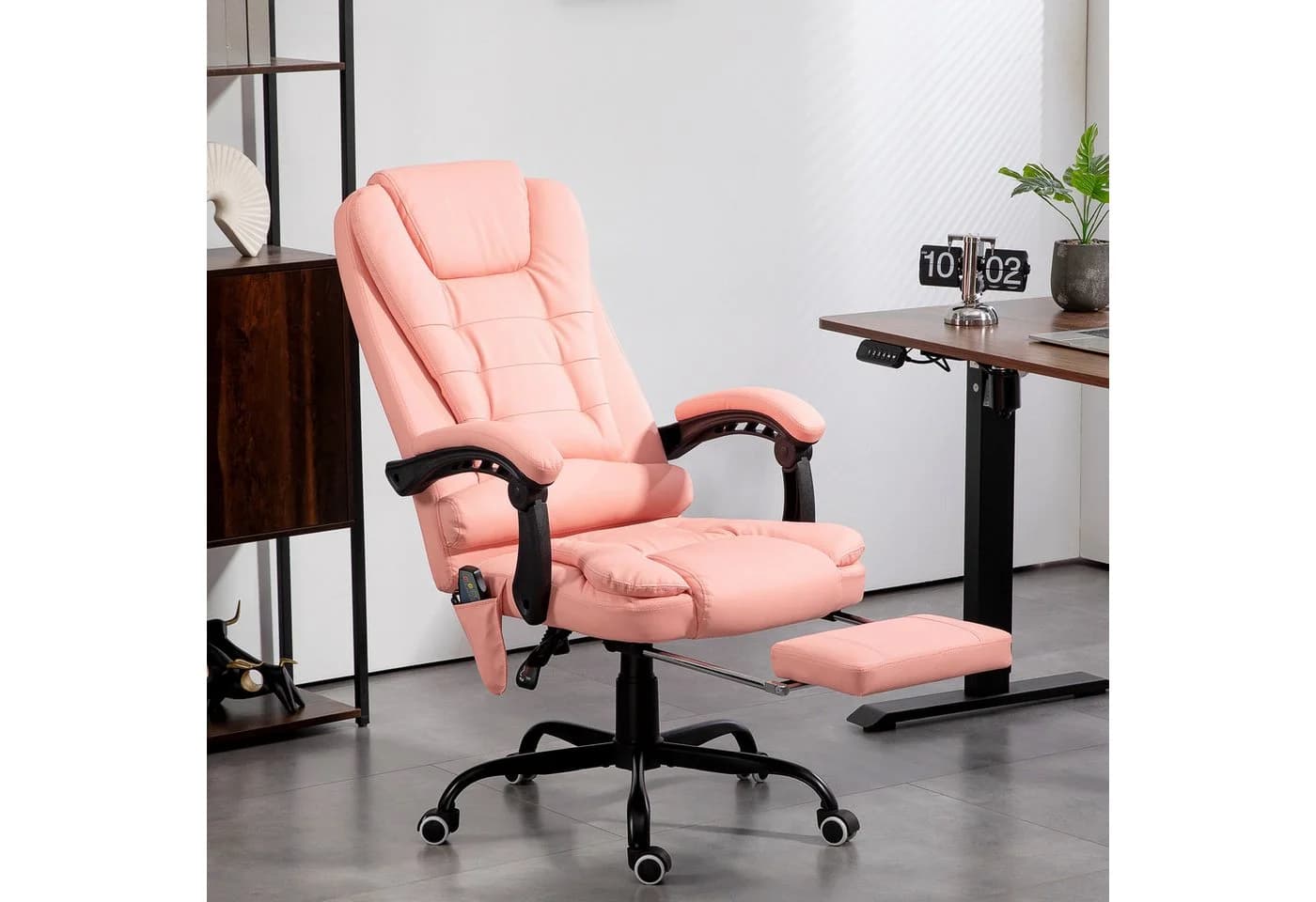 Vinsetto Massage-Bürostuhl Rosa mit Liegefunktion und Fernbedienung - Bild 2