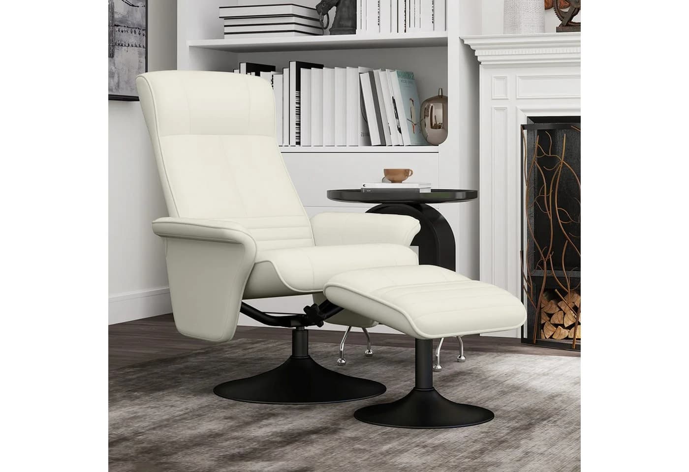HOMCOM Relaxsessel mit Fußhocker Verstellbar Cremeweiß - Bild 2