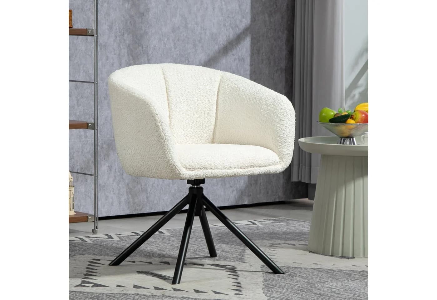 HOMCOM Relaxsessel Cremeweiß mit 360° Drehfunktion und Armlehne - Bild 2
