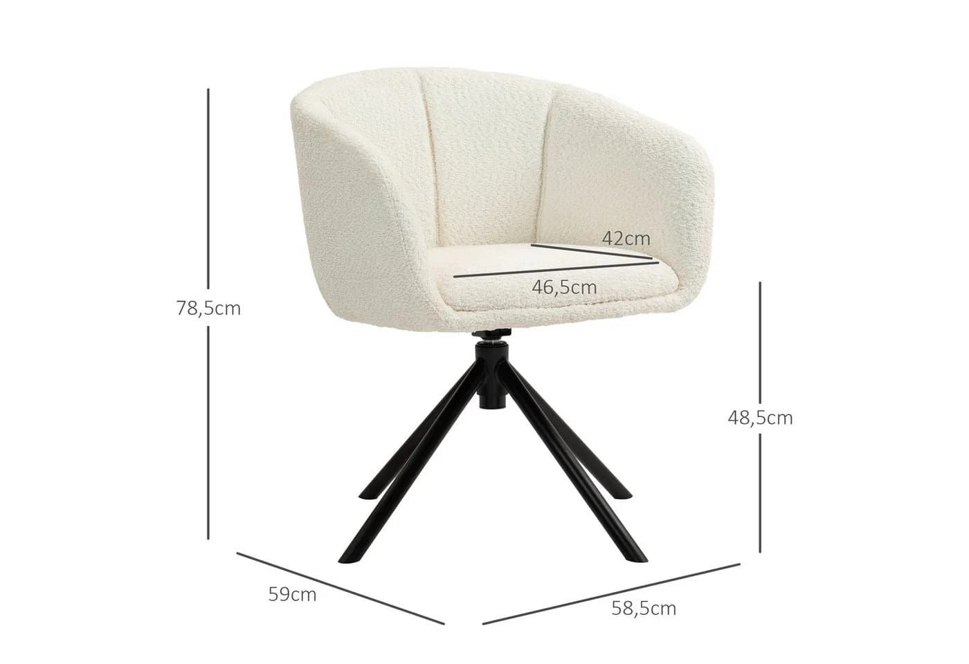 HOMCOM Relaxsessel Cremeweiß mit 360° Drehfunktion und Armlehne - Bild 3