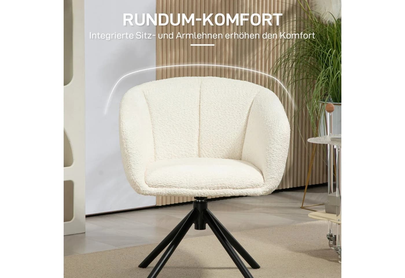 HOMCOM Relaxsessel Cremeweiß mit 360° Drehfunktion und Armlehne - Bild 5