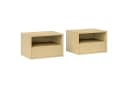 HOMCOM Wandnachttisch Set 2-tlg. mit Schublade Naturholz Bild 1