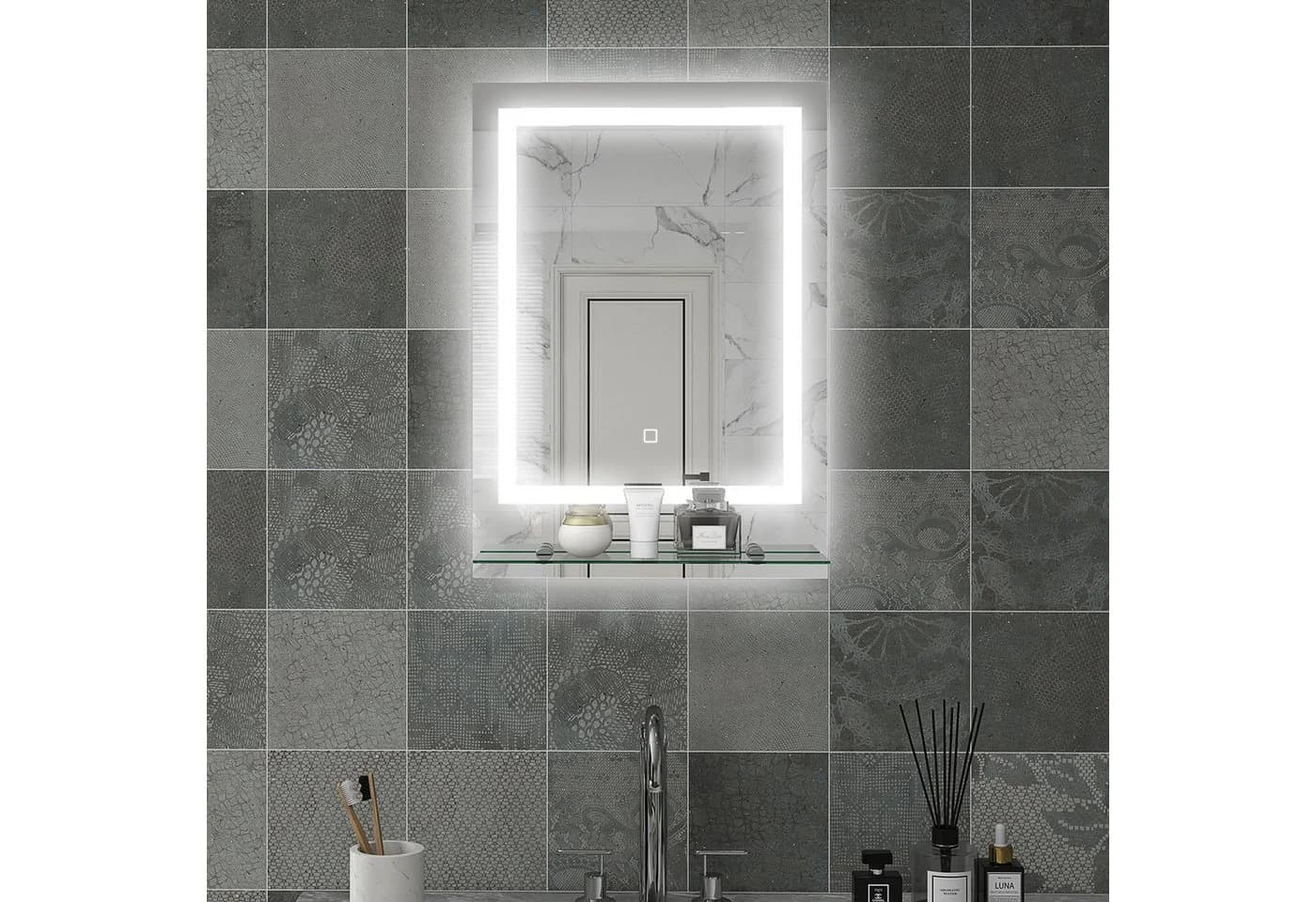 Kleankin Spiegel mit Beleuchtung, Touch-Schalter, Memory-Funktion, Anti-Beschlag, 70 x 50 cm - Bild 2