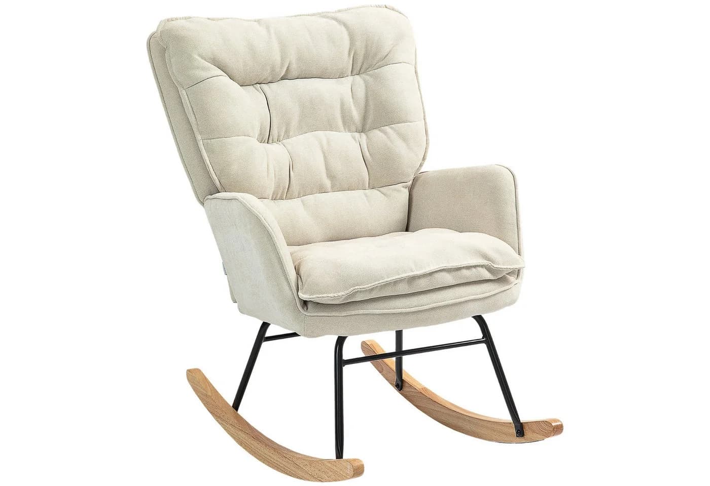 HOMCOM Schaukelstuhl Beige Chenille Schwingsessel bis 120 kg