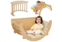 AIYAPLAY Klettergerüst 3-in-1 Set Naturholz Kletterbogen Tisch Wippe Bild 1
