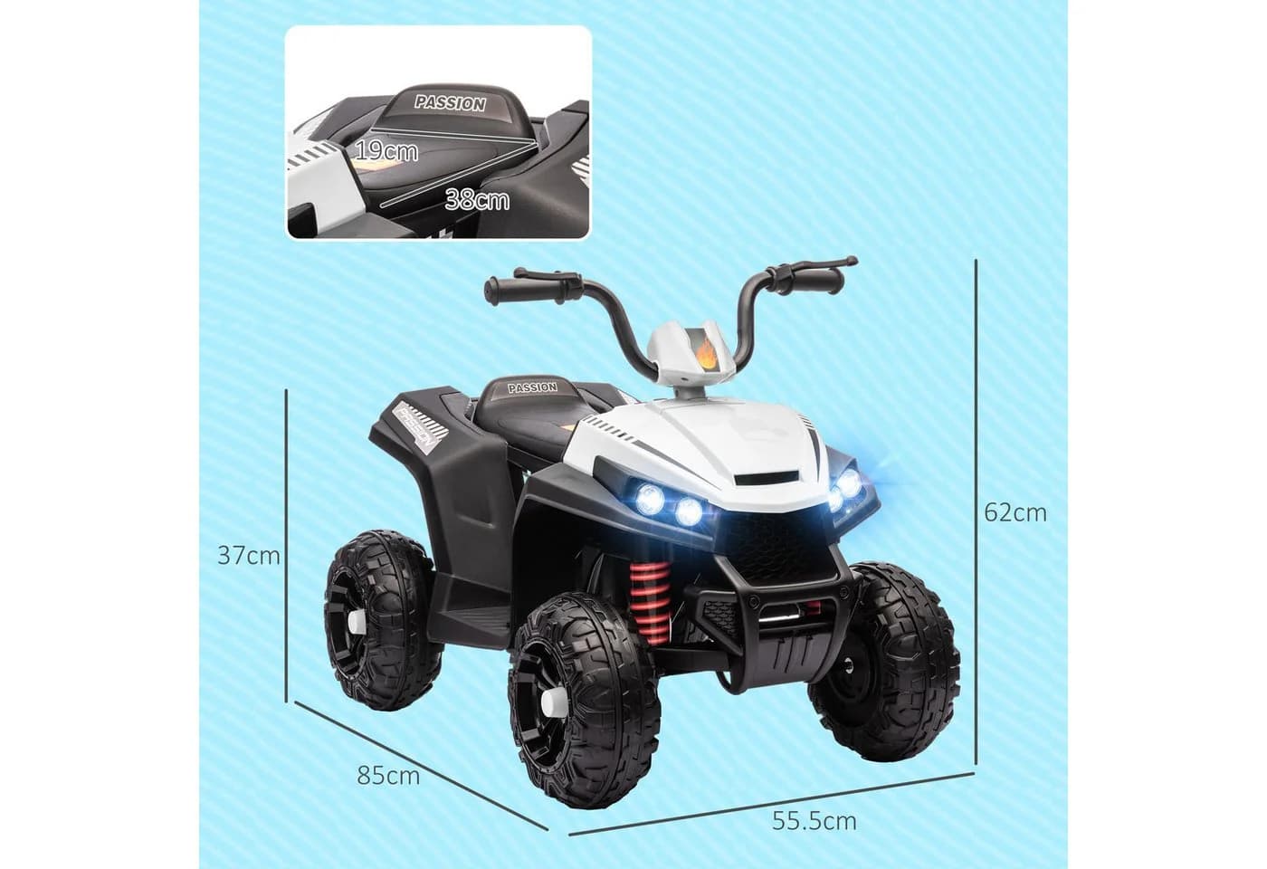 AIYAPLAY Elektro-Kinderquad 12V Weiß - Bild 3