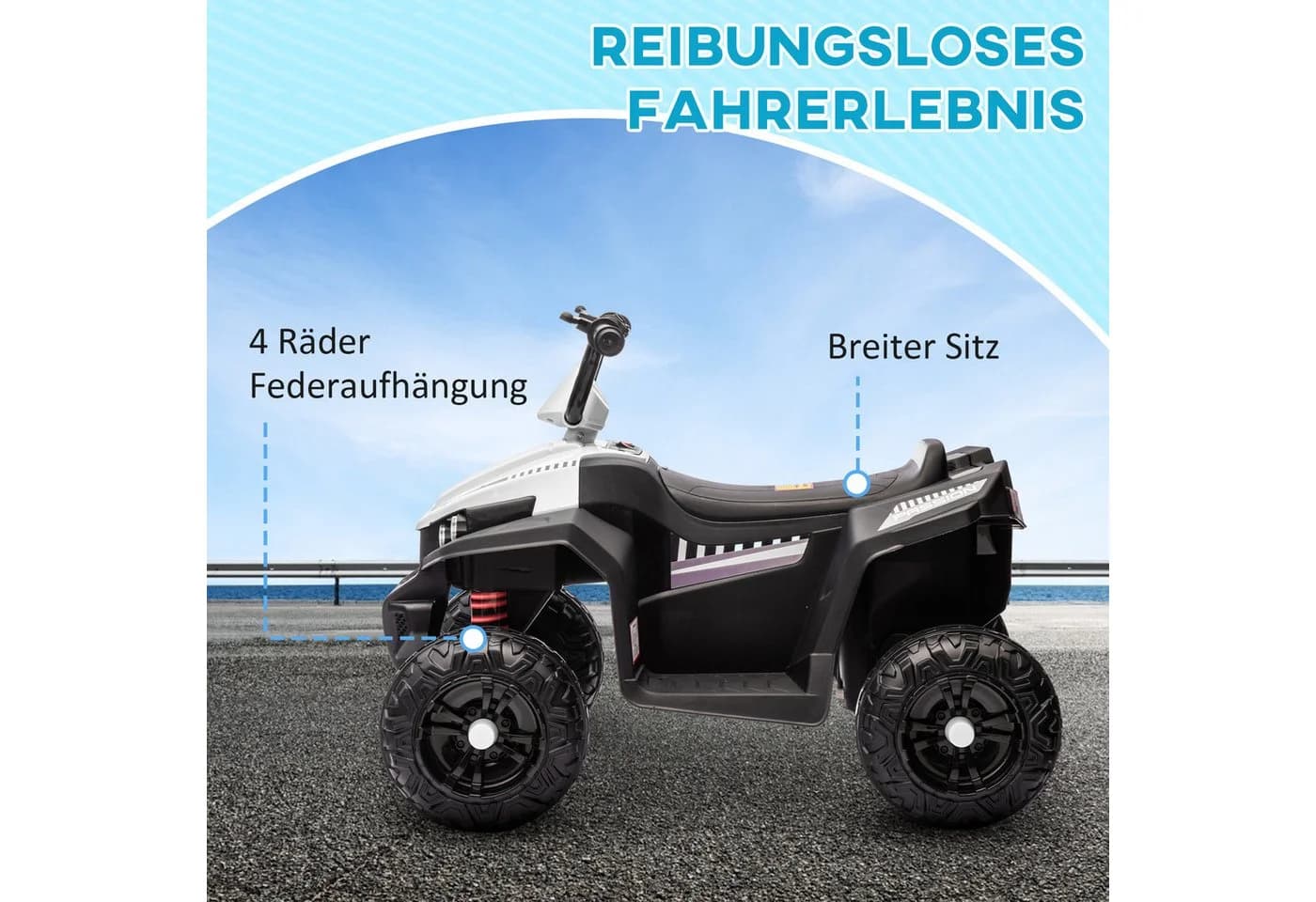 AIYAPLAY Elektro-Kinderquad 12V Weiß - Bild 4