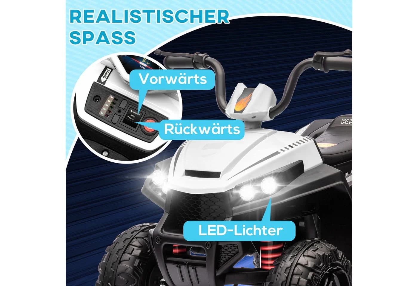 AIYAPLAY Elektro-Kinderquad 12V Weiß - Bild 5