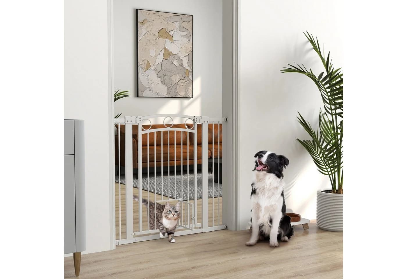 PawHut Hundegitter Treppenschutzgitter Weiß Stahl - Bild 2