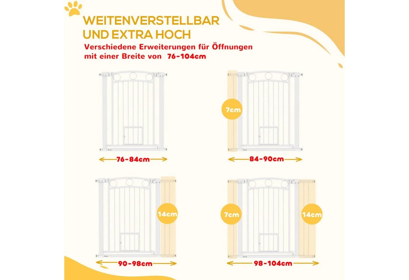 PawHut Hundegitter Treppenschutzgitter Weiß Stahl - Bild 4