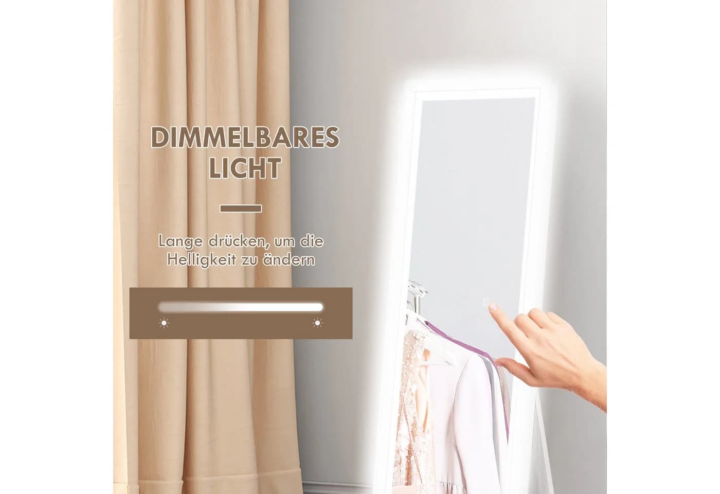 HOMCOM Standspiegel mit LED Beleuchtung Weiß Ganzkörperspiegel - Bild 5
