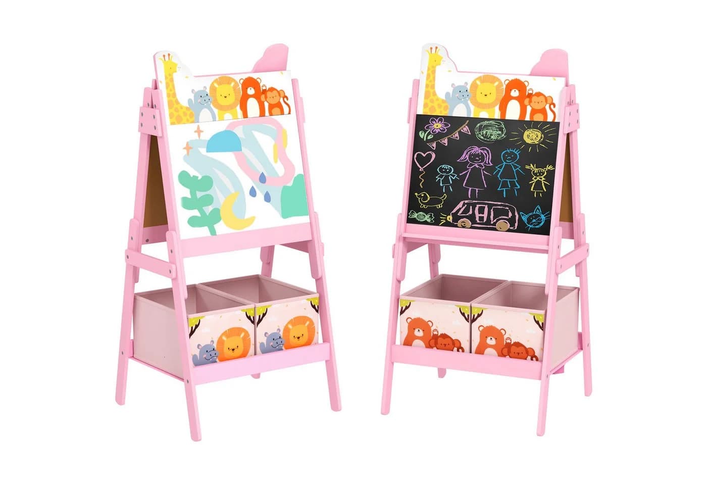 AIYAPLAY Kinder Staffelei 2-in-1 Tafel Rosa mit Whiteboard