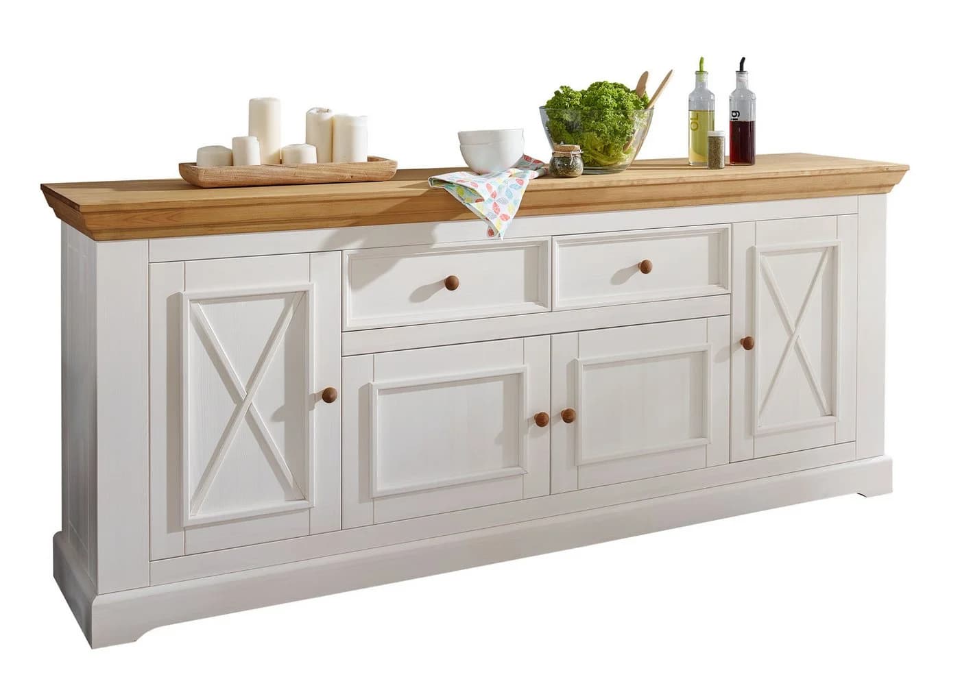 Woodroom Sideboard Oslo Weiß Gewachst Massivholz - Bild 2