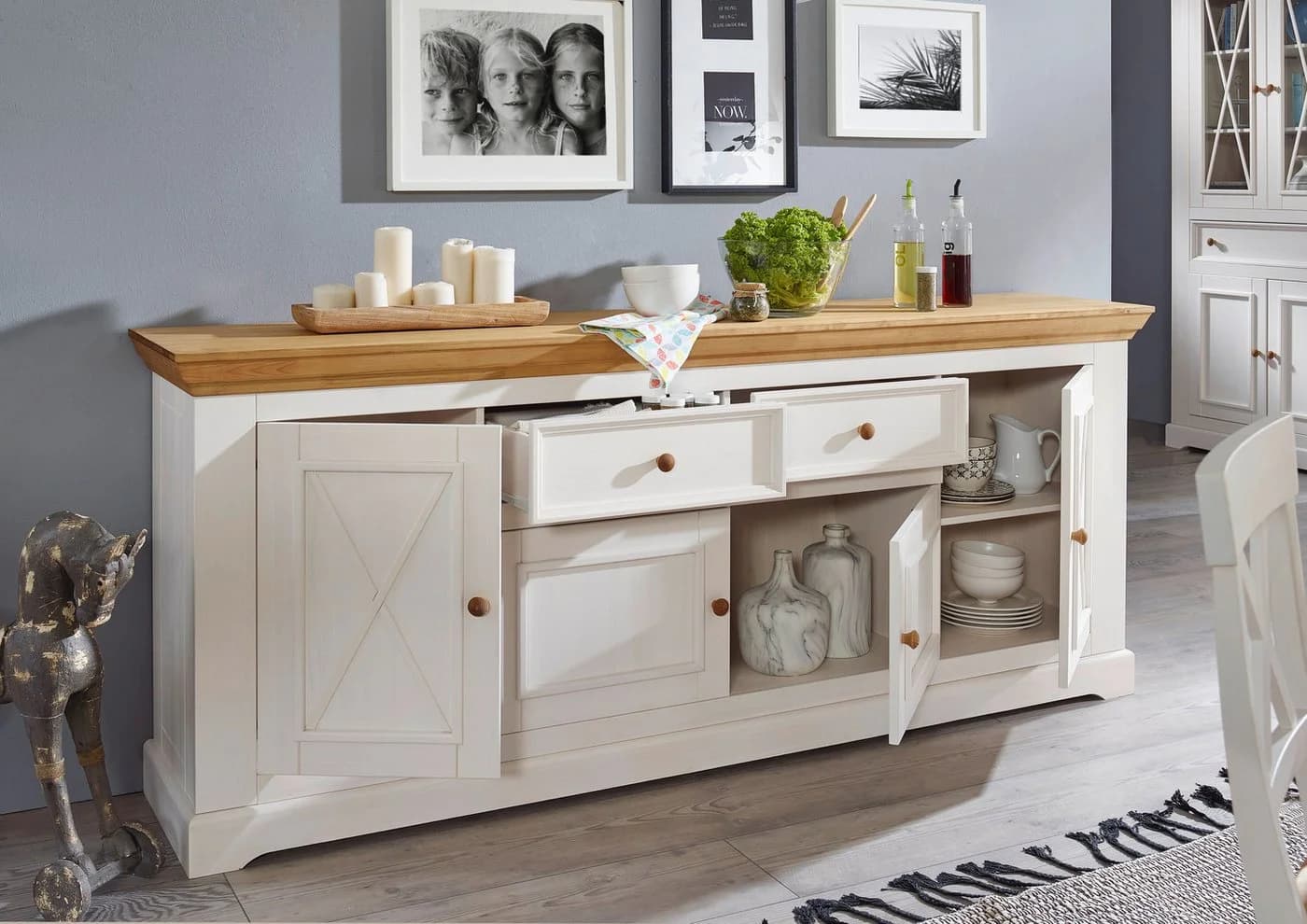 Woodroom Sideboard Oslo Weiß Gewachst Massivholz - Bild 3