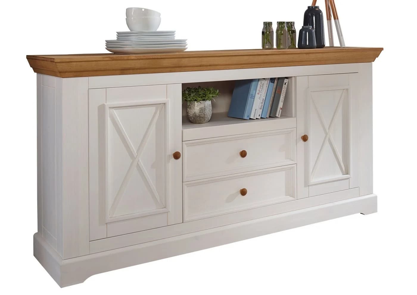 Woodroom Sideboard Oslo massiv Kiefer weiß gewachst - Bild 2