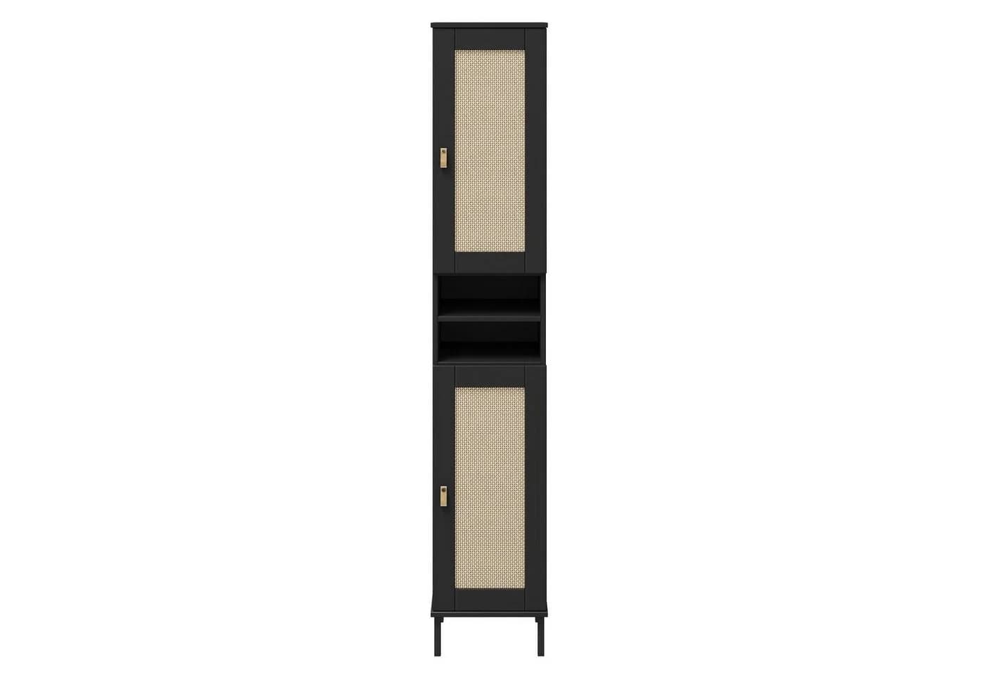 Woodroom Regal Valencia Kiefer massiv lackiert Rattan Front - Bild 2