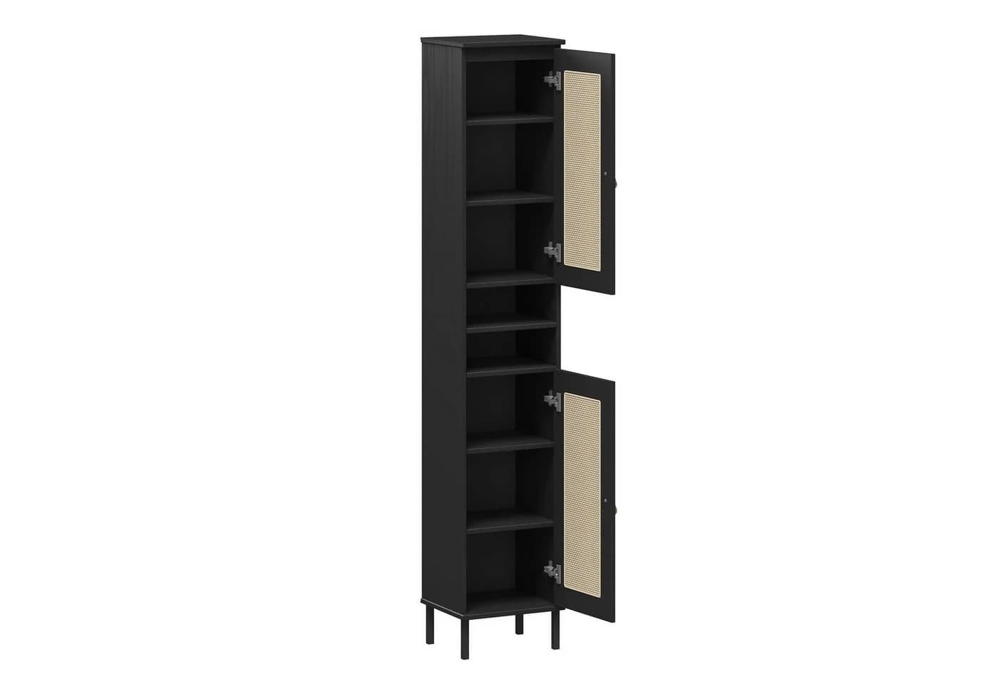 Woodroom Regal Valencia Kiefer massiv lackiert Rattan Front - Bild 3