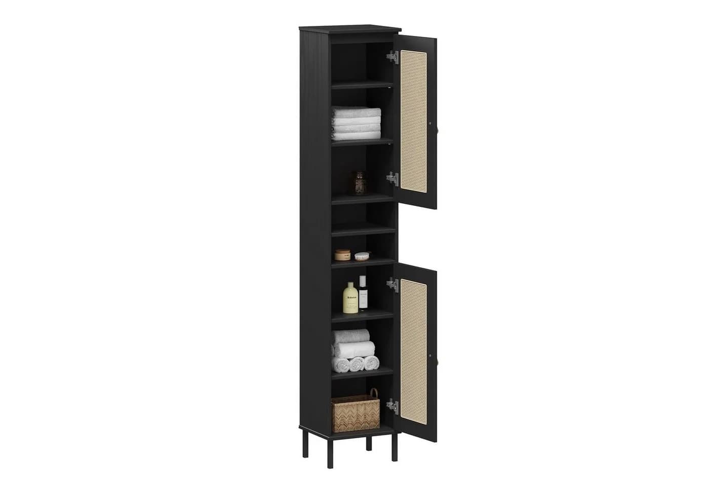 Woodroom Regal Valencia Kiefer massiv lackiert Rattan Front - Bild 5