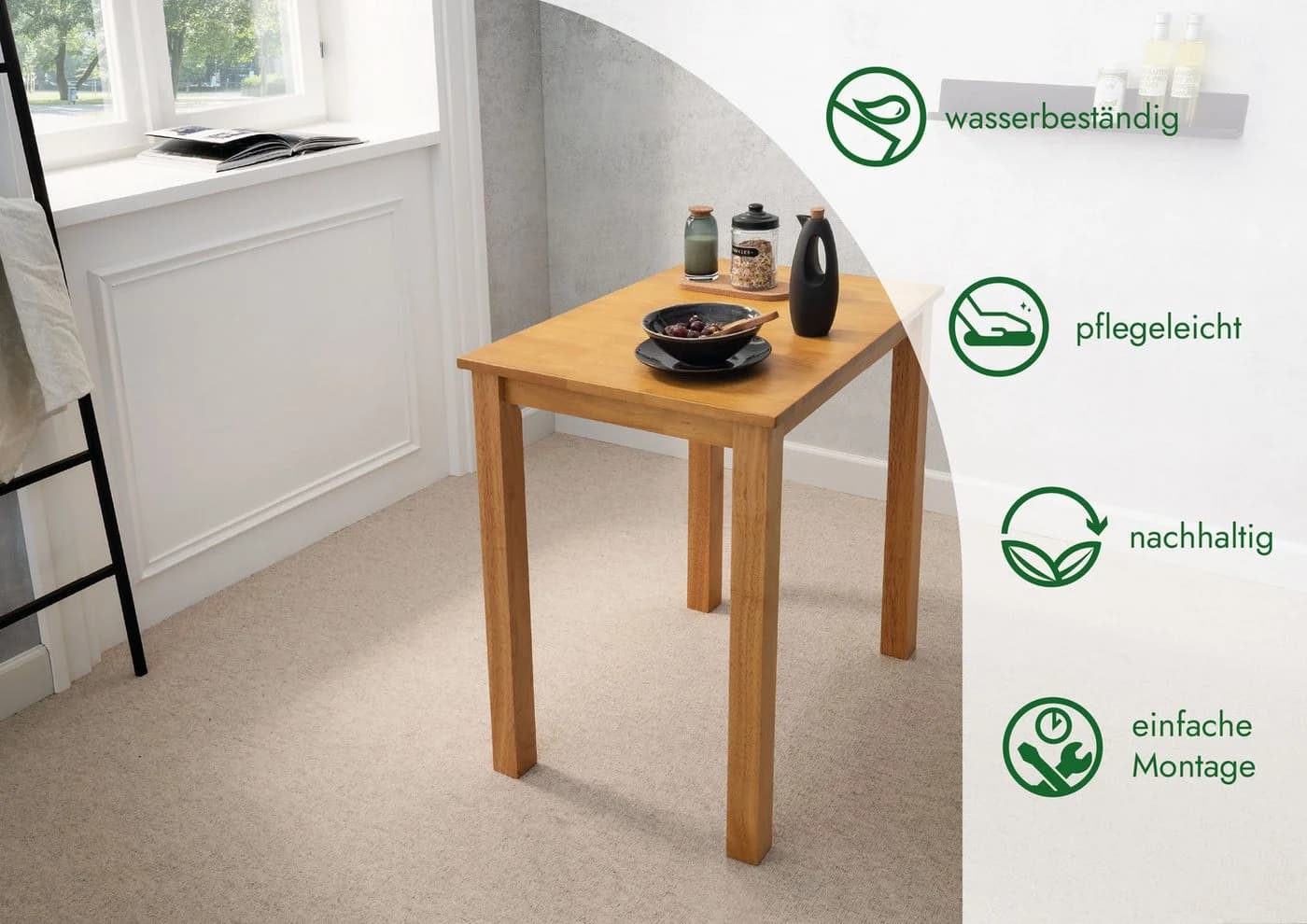 Woodroom Esstisch Kota Hevea Massivholz Lackiert Eichefarben - Bild 4