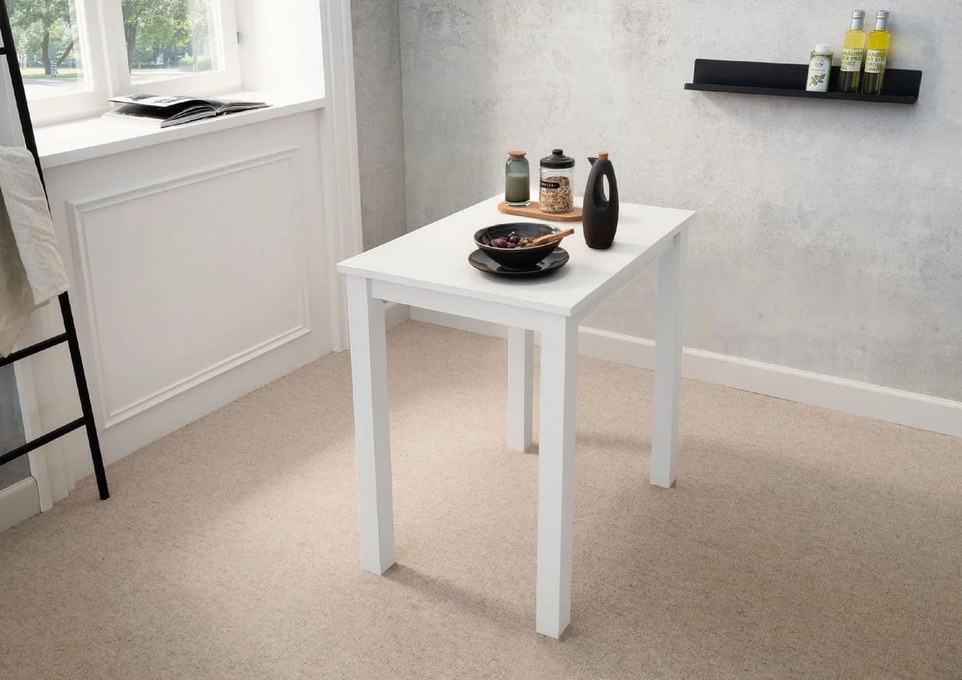 Woodroom Esstisch Kota Hevea Massivholz Lackiert Weiß