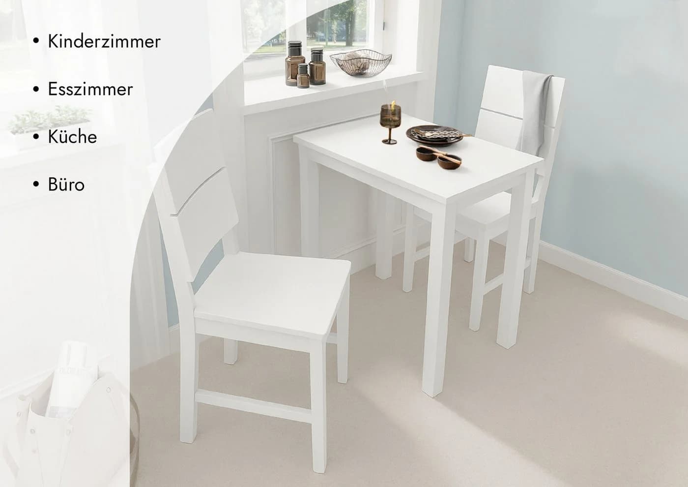 Woodroom Esstisch Kota Hevea Massivholz Lackiert Weiß - Bild 3