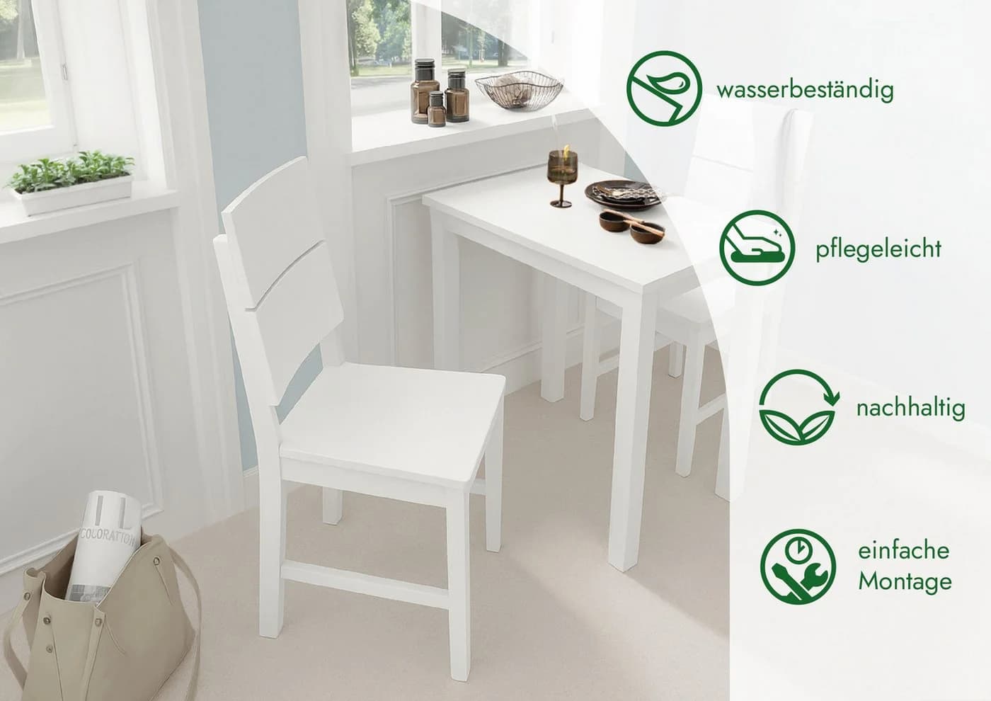 Woodroom Esstisch Kota Hevea Massivholz Lackiert Weiß - Bild 4