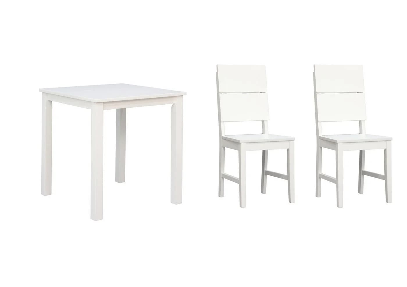 Woodroom Essgruppe Kota aus Hevea Massivholz lackiert weiß mit 2 Stühlen - Bild 2