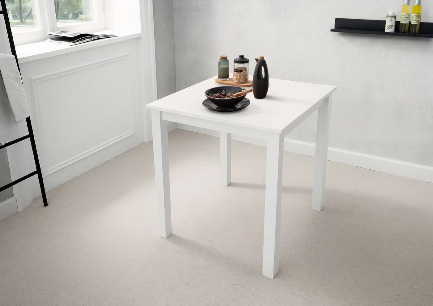 Woodroom Essgruppe Kota aus Hevea Massivholz lackiert weiß mit 2 Stühlen - Bild 3