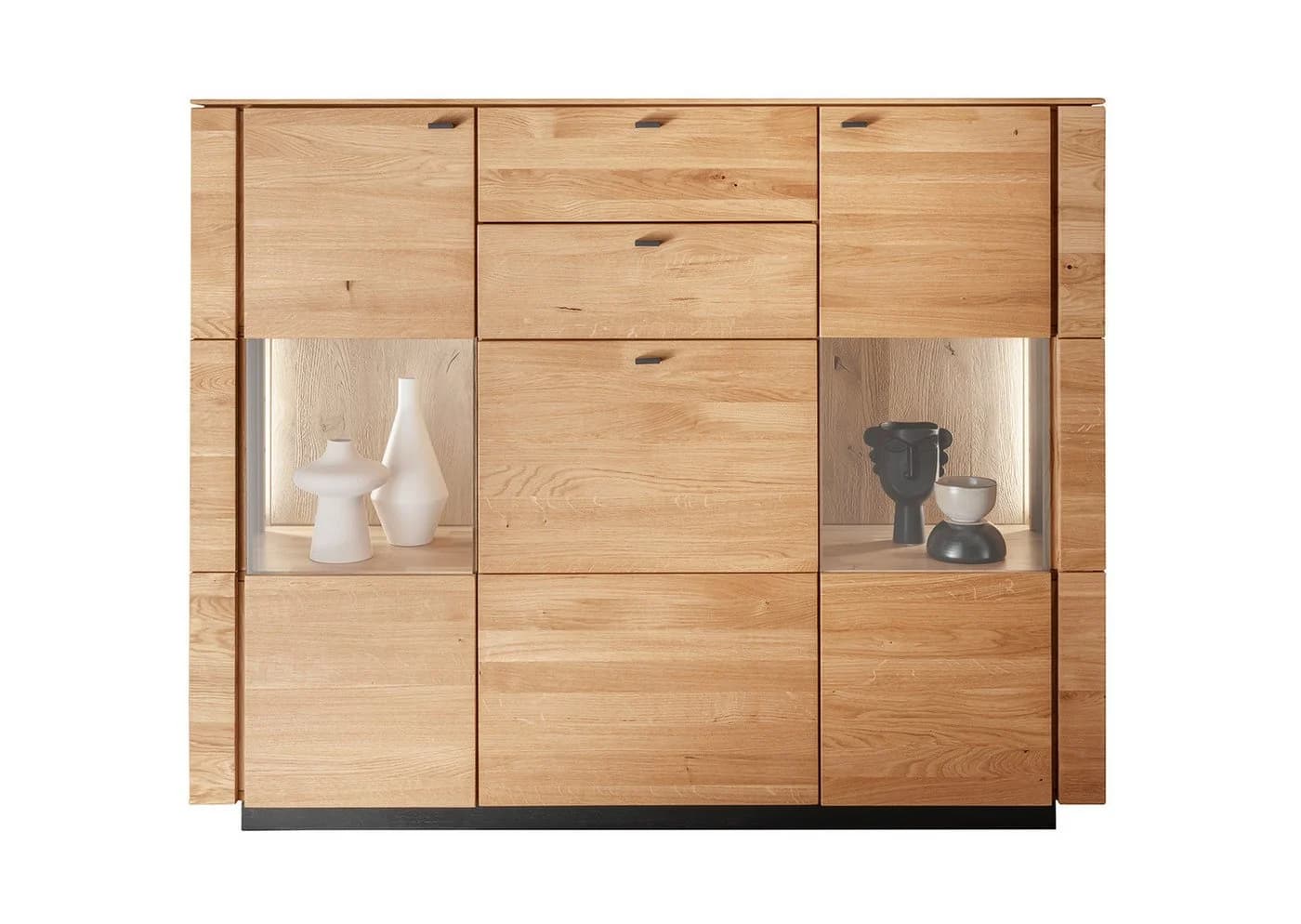 Woodroom Highboard Zwettl Wildeiche massiv geölt mit Rauchglas - Bild 2
